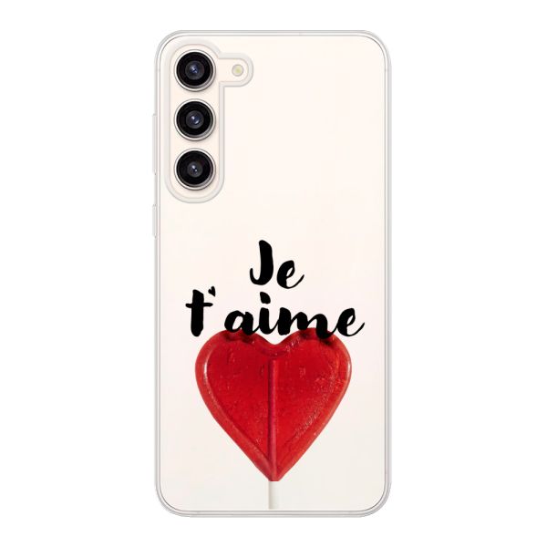 Coque Samsung Galaxy S23 Plus flexible avec sucette en forme de cœur - Je t'aime