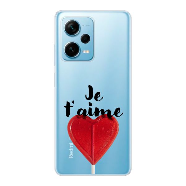Coque Xiaomi Redmi Note 12 Pro Plus flexible avec sucette en forme de cœur - Je t'aime