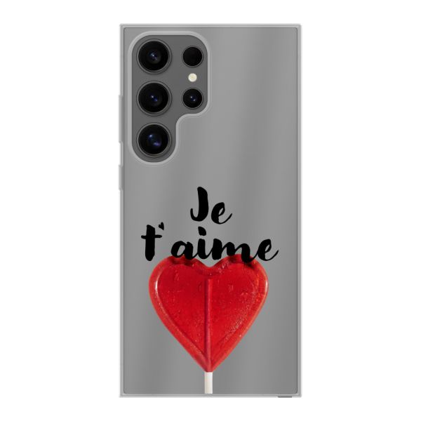 Coque Samsung Galaxy S24 Ultra flexible avec sucette en forme de cœur - Je t'aime