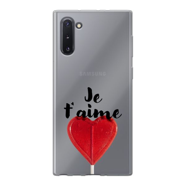 Funda flexible Samsung Galaxy Note 10 / Note 10 5G con piruleta en forma de corazón - Je t'aime