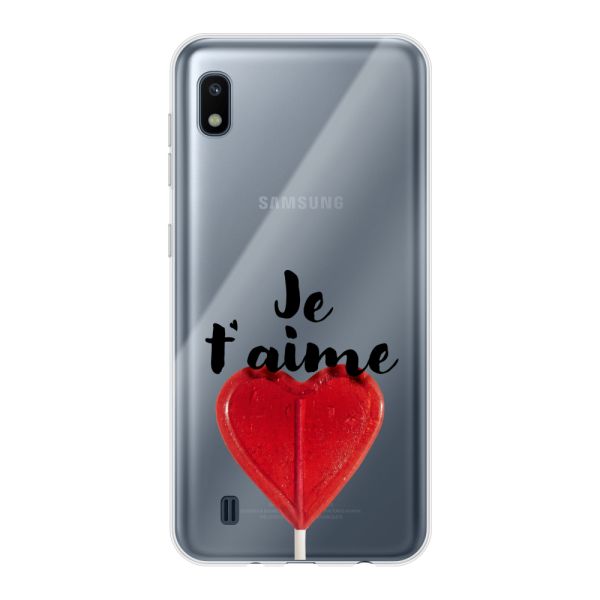 Coque Samsung Galaxy A10 flexible avec sucette en forme de cœur - Je t'aime
