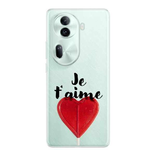 Coque Oppo Reno 11 Pro flexible avec sucette en forme de cœur - Je t'aime