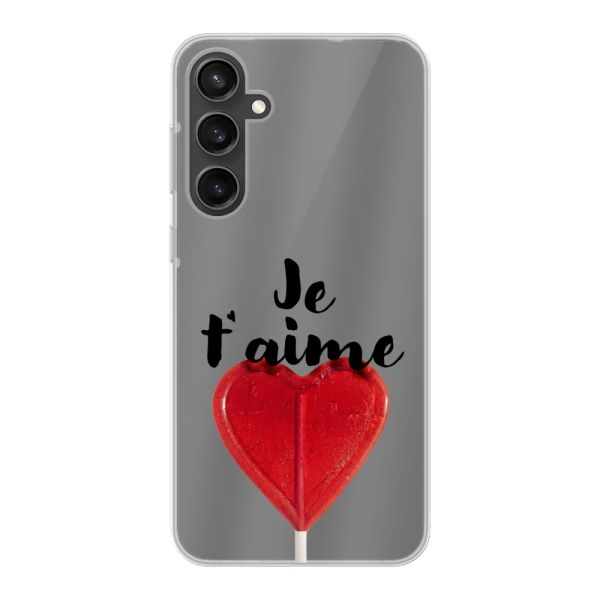Coque Samsung Galaxy S23 FE flexible avec sucette en forme de cœur - Je t'aime