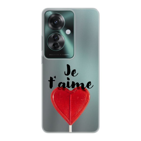Coque Oppo Reno11 F flexible avec sucette en forme de cœur - Je t'aime
