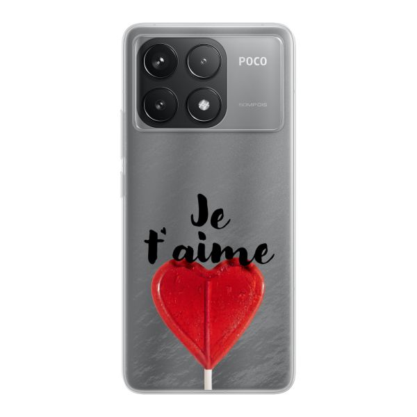 Coque Xiaomi Redmi K70 / K70 Pro flexible avec sucette en forme de cœur - Je t'aime