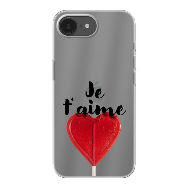Flexibel iPhone 16e / 17e hoesje met Hartvormige Lolly - Je t'aime