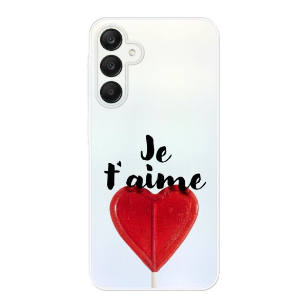 Coque Samsung Galaxy A25 flexible avec sucette en forme de cœur - Je t'aime