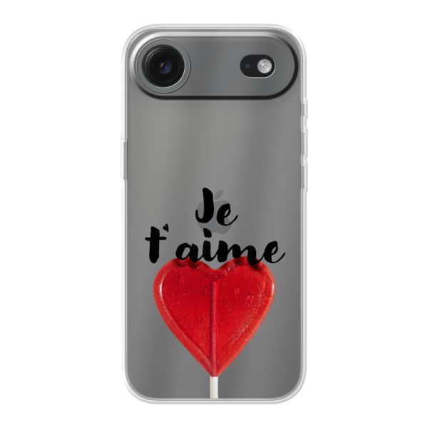 Funda flexible iPhone Air con piruleta en forma de corazón - Je t'aime