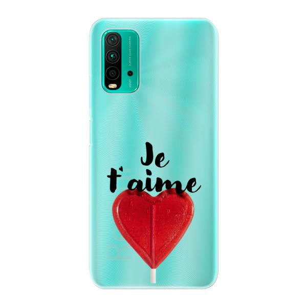 Coque Xiaomi Redmi 9 Power flexible avec sucette en forme de cœur - Je t'aime