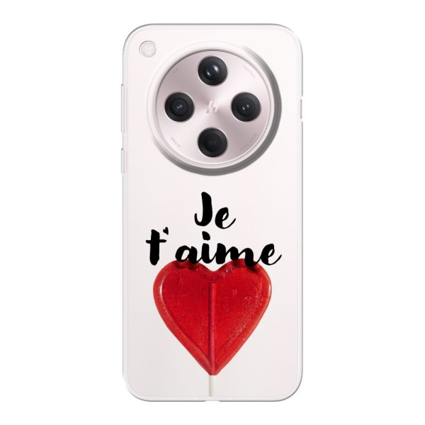 Coque Oppo Find X8 flexible avec sucette en forme de cœur - Je t'aime