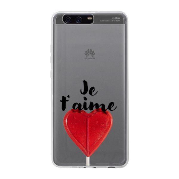 Coque Huawei P10 Plus flexible avec sucette en forme de cœur - Je t'aime