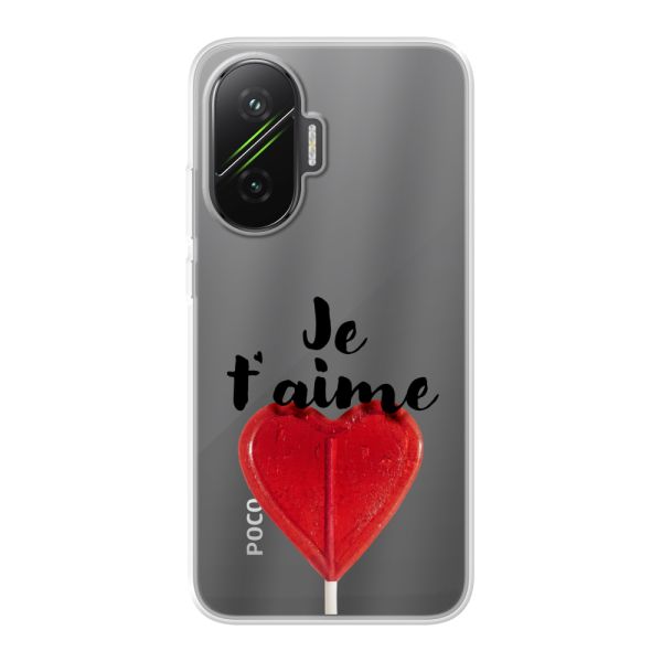 Coque Xiaomi Poco F7 flexible avec sucette en forme de cœur - Je t'aime