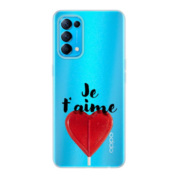 Coque Oppo Find X3 Lite flexible avec sucette en forme de cœur - Je t'aime