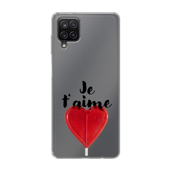 Coque Samsung Galaxy A12 / A12 Nacho flexible avec sucette en forme de cœur - Je t'aime