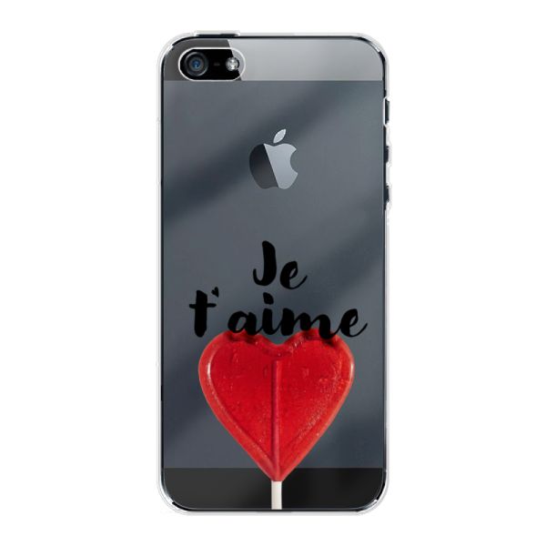 Coque iPhone SE (2016) flexible avec sucette en forme de cœur - Je t'aime