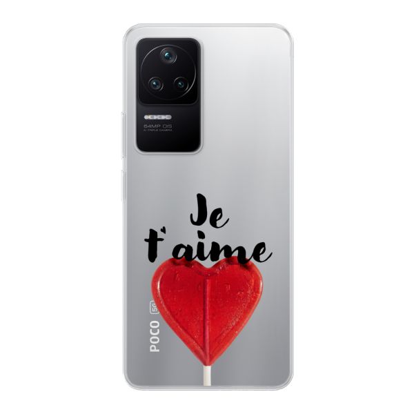 Coque Xiaomi Poco F4 flexible avec sucette en forme de cœur - Je t'aime