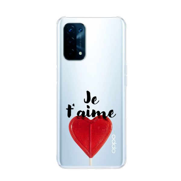 Coque Oppo A93 5G flexible avec sucette en forme de cœur - Je t'aime