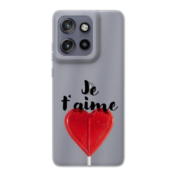 Coque Motorola Edge 50 Neo flexible avec sucette en forme de cœur - Je t'aime