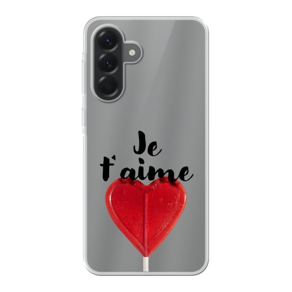 Coque Samsung Galaxy A56 flexible avec sucette en forme de cœur - Je t'aime