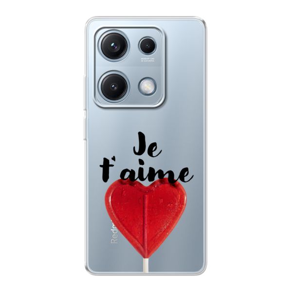 Coque Xiaomi Redmi Note 14S flexible avec sucette en forme de cœur - Je t'aime