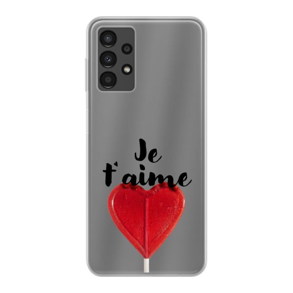 Coque Samsung Galaxy A13 4G flexible avec sucette en forme de cœur - Je t'aime