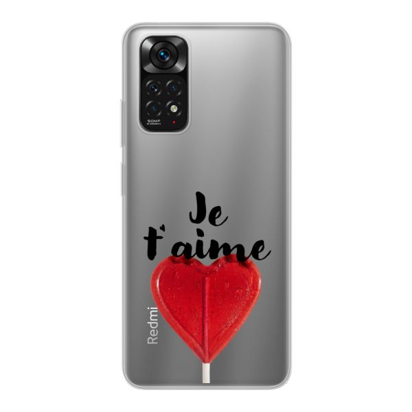 Coque Xiaomi Redmi Note 11 / Note 11S flexible avec sucette en forme de cœur - Je t'aime