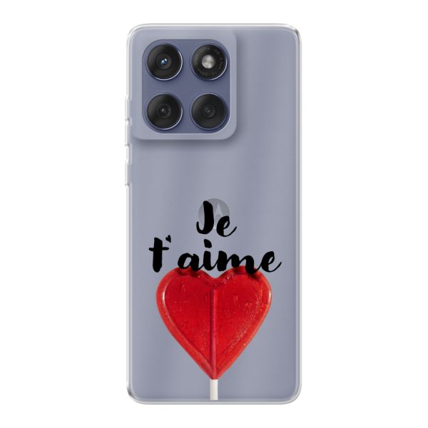Coque Motorola Edge 60 / 60s / 60 Fusion flexible avec sucette en forme de cœur - Je t'aime