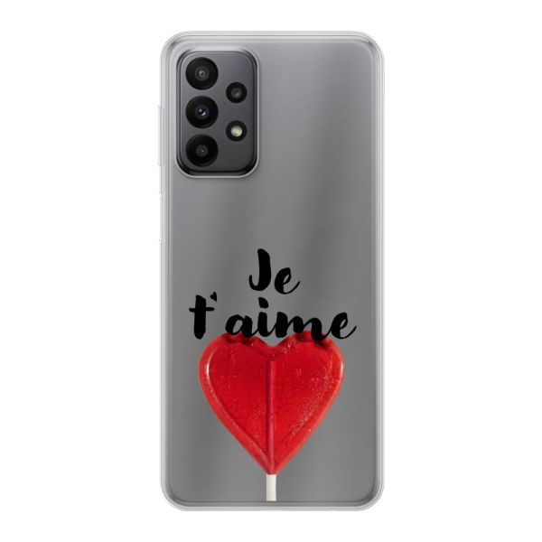 Coque Samsung Galaxy A23 5G flexible avec sucette en forme de cœur - Je t'aime