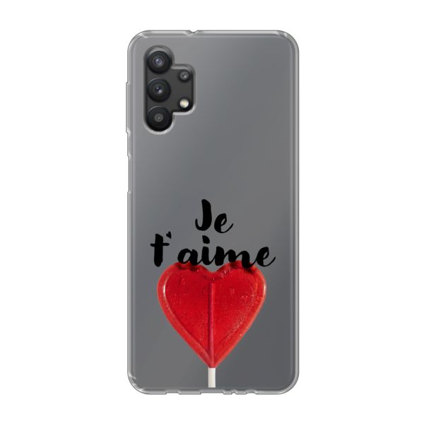 Coque Samsung Galaxy A32 5G flexible avec sucette en forme de cœur - Je t'aime