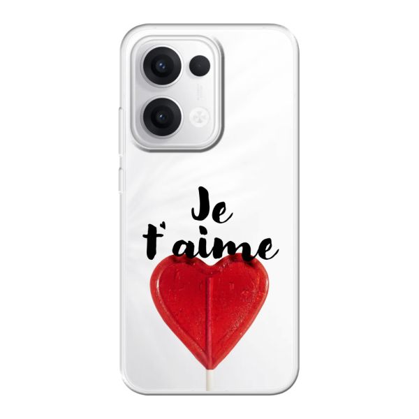 Funda flexible Oppo Reno13 con piruleta en forma de corazón - Je t'aime