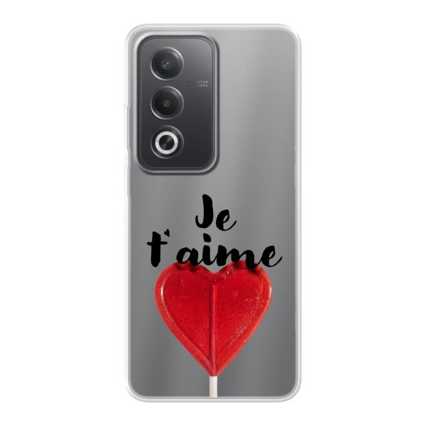Coque Oppo A80 flexible avec sucette en forme de cœur - Je t'aime
