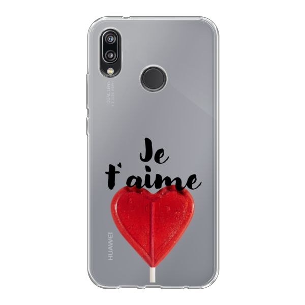 Coque Huawei P20 Lite flexible avec sucette en forme de cœur - Je t'aime