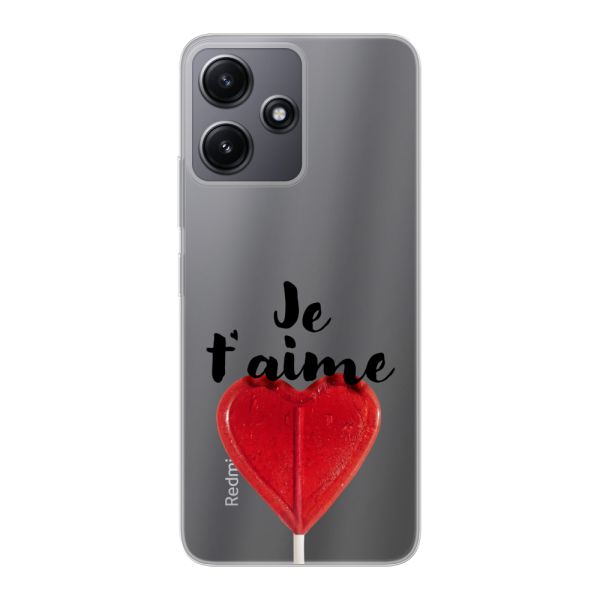 Coque Xiaomi Redmi 12 / 12 5G flexible avec sucette en forme de cœur - Je t'aime