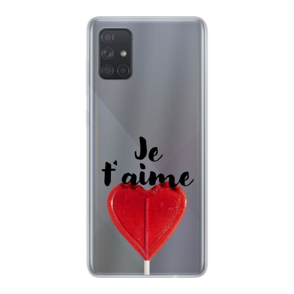 Coque Samsung Galaxy A71 5G flexible avec sucette en forme de cœur - Je t'aime