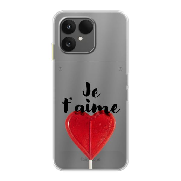 Coque Fairphone 6 flexible avec sucette en forme de cœur - Je t'aime