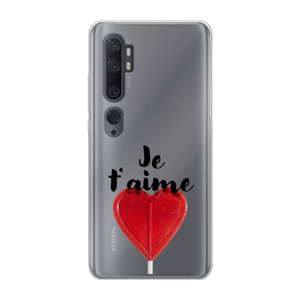 Coque Xiaomi Mi Note 10 / Note 10 Pro flexible avec sucette en forme de cœur - Je t'aime