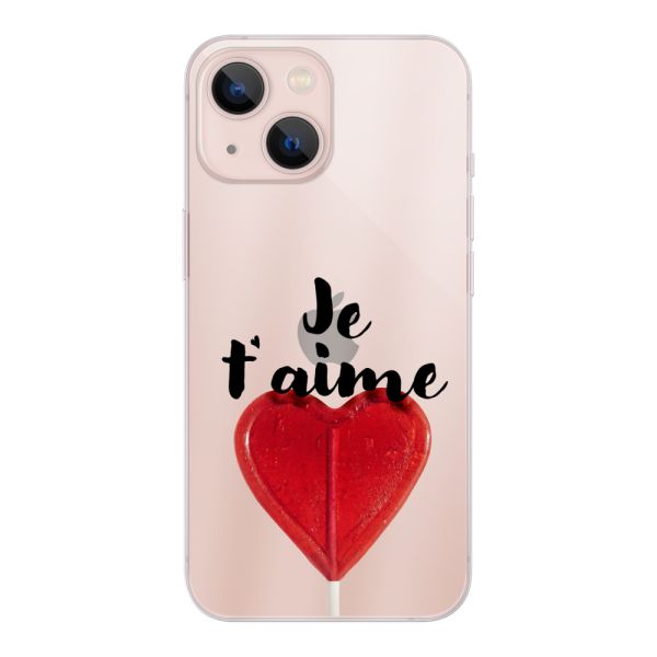 Coque iPhone 13 mini flexible avec sucette en forme de cœur - Je t'aime