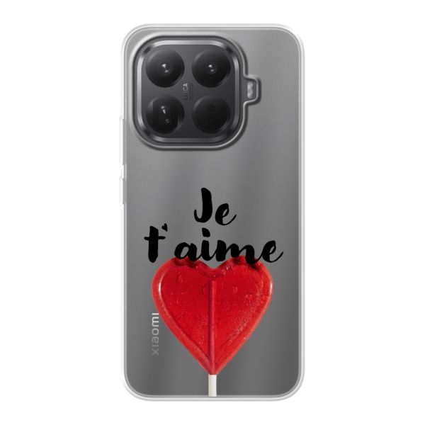 Coque Xiaomi 15T Pro flexible avec sucette en forme de cœur - Je t'aime