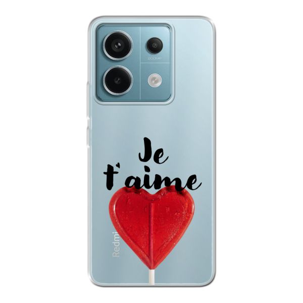 Coque Xiaomi Redmi Note 13 Pro 5G flexible avec sucette en forme de cœur - Je t'aime