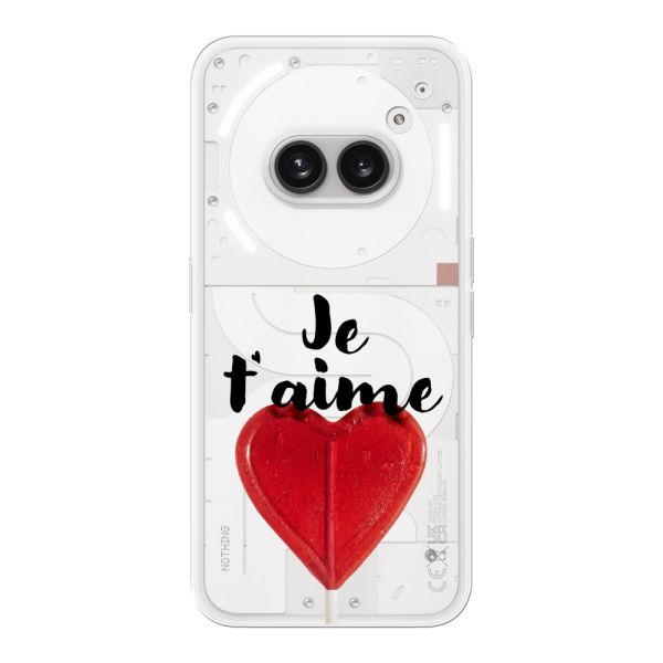 Funda flexible Nothing Phone (2a) con piruleta en forma de corazón - Je t'aime