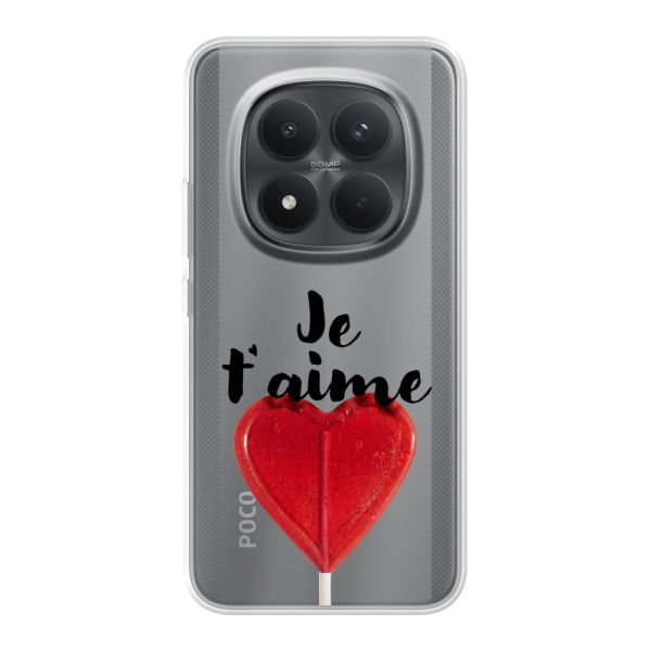 Coque Xiaomi Poco M8 Pro flexible avec sucette en forme de cœur - Je t'aime