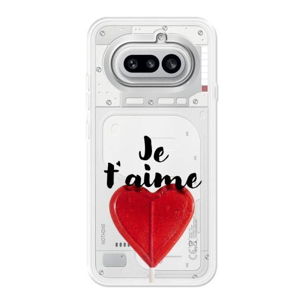 Coque Nothing Phone (4a) flexible avec sucette en forme de cœur - Je t'aime