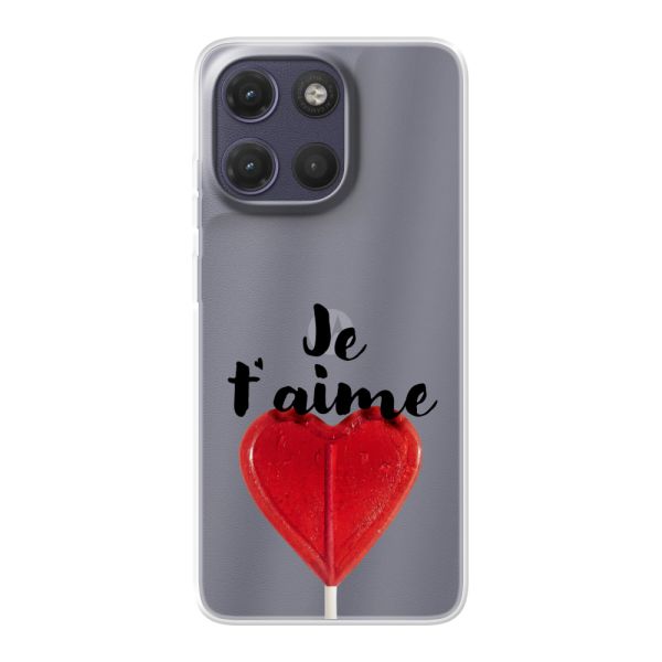 Coque Motorola Moto G17 flexible avec sucette en forme de cœur - Je t'aime
