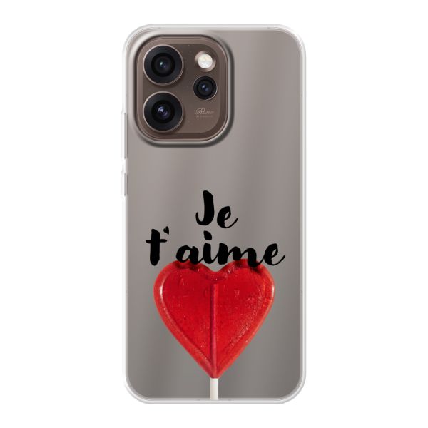 Coque Oppo Reno15 Pro Max flexible avec sucette en forme de cœur - Je t'aime