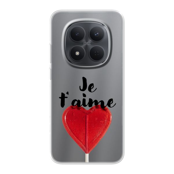 Coque Xiaomi Redmi Note 15 Pro (5G) flexible avec sucette en forme de cœur - Je t'aime