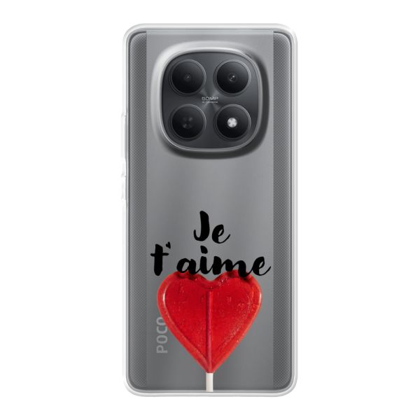 Coque Xiaomi Poco M8 flexible avec sucette en forme de cœur - Je t'aime