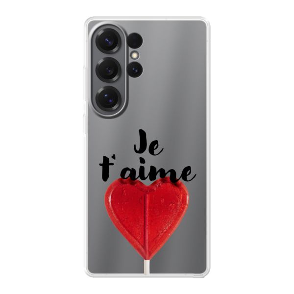 Coque Samsung Galaxy S26 Ultra flexible avec sucette en forme de cœur - Je t'aime