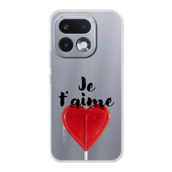 Coque Realme 16 Pro flexible avec sucette en forme de cœur - Je t'aime