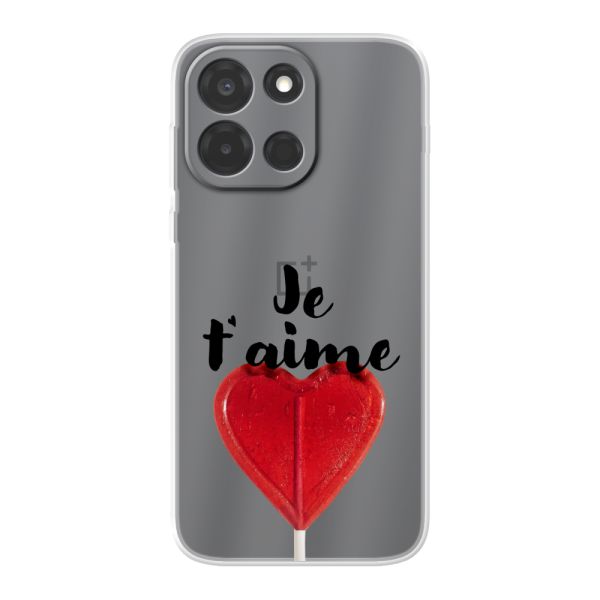 Coque OnePlus Nord 6 flexible avec sucette en forme de cœur - Je t'aime