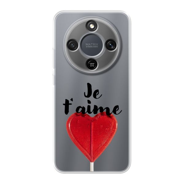 Coque Honor Magic8 Lite flexible avec sucette en forme de cœur - Je t'aime
